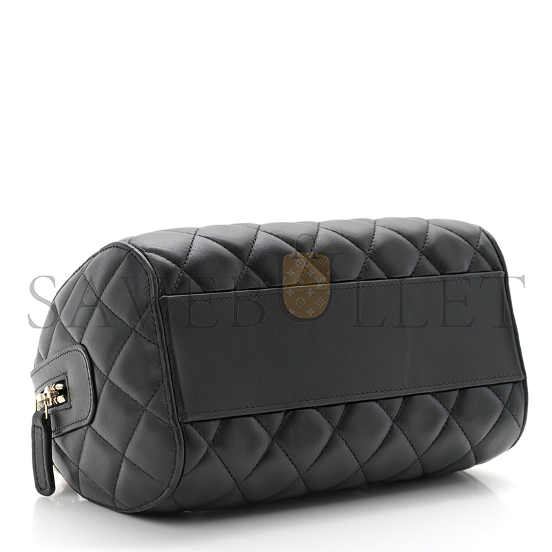 Ch*el master lambskin quilted mini bowling bag black (18*12*10cm)